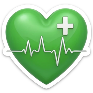 green heart with ECG heartbeat line sticker