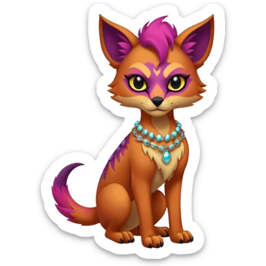 Multicolored gloomy dark edgy spooky hot warm badass realistic floral exotic Falvie-Fionbri-animal, full body, wearing jewelries sticker