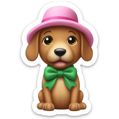 cute stuffed animal peanut with no arms nd 2 legs and wearing a pink croquet hat with a green bow on the hat sticker