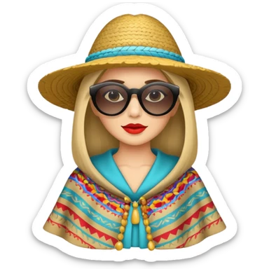 woman with fashion pancho sunglasses sticker