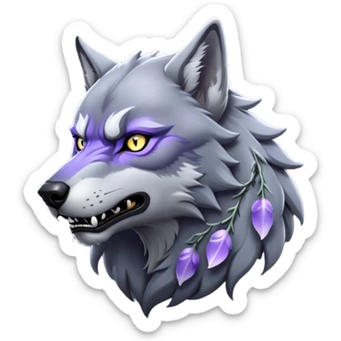 Cinematic Noble Werewolf Portrait Emoji, Formidable and majestic, with a powerful lupine silhouette in moonlit grays and silvers, featuring piercing, wise eyes and a dignified snarl that hints at untamed strength, simplified yet intricately detailed, glowing with a soft, lunar outline that encapsulates the noble duality of feral instinct and loyal guardianship! sticker