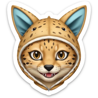 Wearing shark hood serval meme eye wink sticker