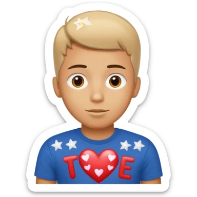 Quiero un emoji con el rostro de Félix de straykid, pero con los ojos más rasgados y con corazones, estrellas y destellos de luces alrededor y que sobre su cabeza diga te amo Josefa con letras modernas sticker