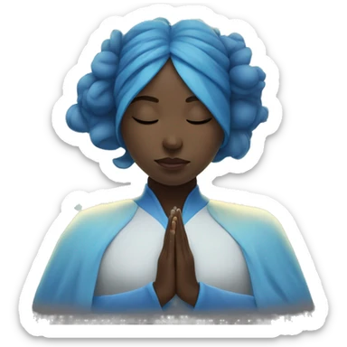 a spiritual girl with blue energy around her, peaceful and soothing sticker