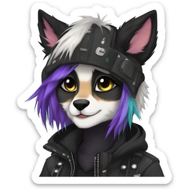 Edgy cute modern punk techwear anthro furry animal sona by Falvie, LiLaiRa, AngieWolf sticker