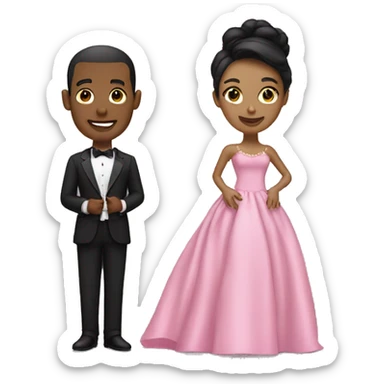 Couple in tuxedo and pink gown sticker