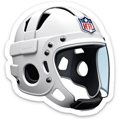 Cinematic Realistic image of AFL headgear featuring detailed cushioning and protective design elements, rendered with dynamic reflections on synthetic materials and set against a blurred action-packed background sticker
