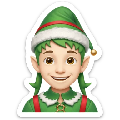 duende navideño con una sonrisa amplia y ortodoncia sticker