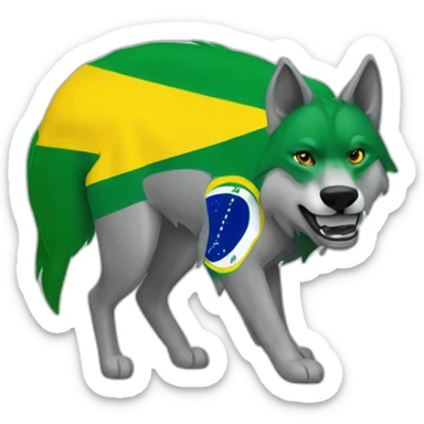 A Wolf with a brazilian flag sticker