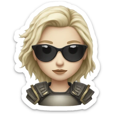 Pale-skinned Girl warrior with dark sunglasses sticker