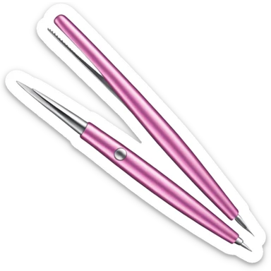 Curved tweezers for pink eyelashes sticker