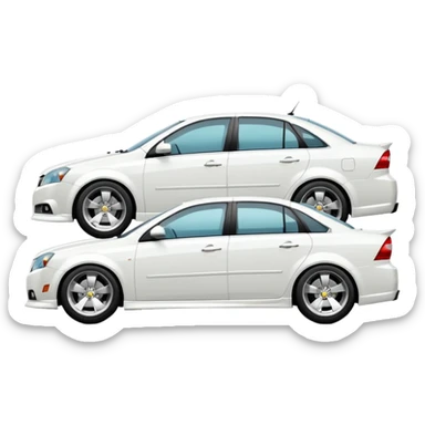 A cinematic, high-detail photograph of a glossy white Chevrolet Optra Magnum sedan with tinted windows and custom alloy rims sticker