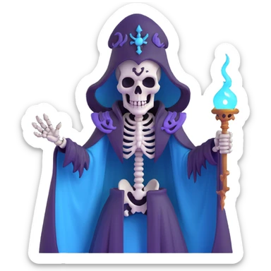 sinister skeleton lich with dark magic and shadowy aura sticker