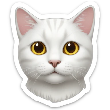 White scottish cat with folded ear sticker