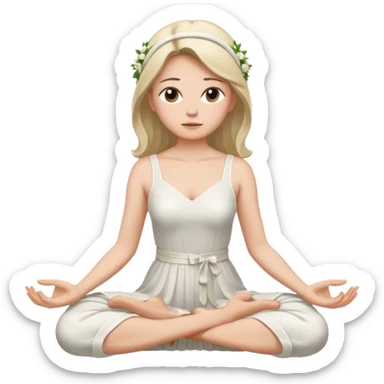 noiva sentada de pernas cruzadas meditando sticker
