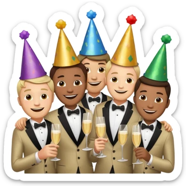 party hatted men sticker