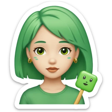 girl with green hair clip sticker