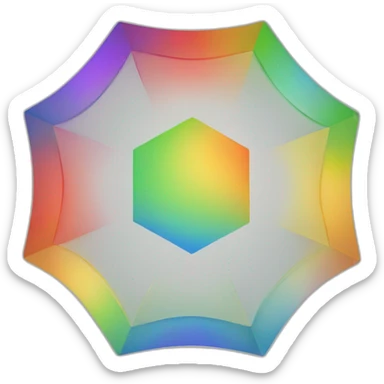 hexagon of 6 equilateral triangles, each a different color of the rainbow sticker