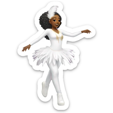 nella rose dancing, wearing white carnival outfit, white feathers, white sneakers sticker