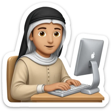 arab typing on computer sticker