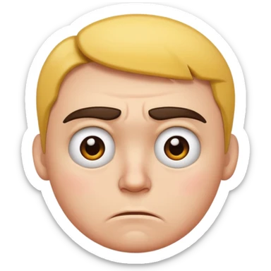 cartoon face with a frown, raised eyebrows, and a hint of anger mixed with disappointment sticker