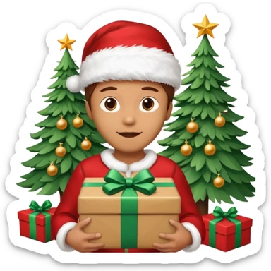 create a realistic emoji of a logistic woker under a christmas tree sticker