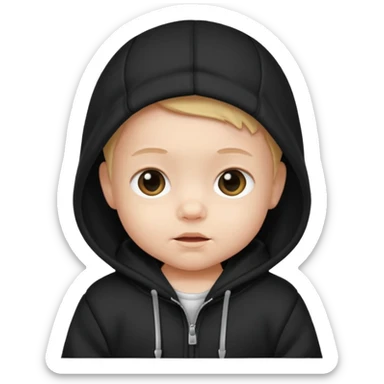 baby with black hoodie sticker