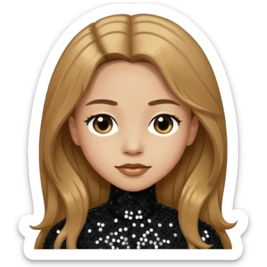 Head from Korn with long light brown hair, light skin, black sequin outfit sticker