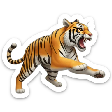 a tiger lunging at its prey sticker