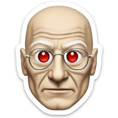 Jean luc picard from Star Trek assimilated by the Borg, with metal covering his eye with a red lens sticker