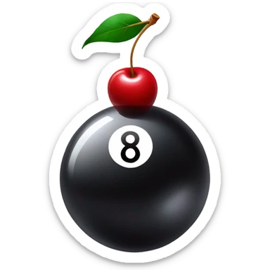 Magic eight ball with a cherry on it sticker