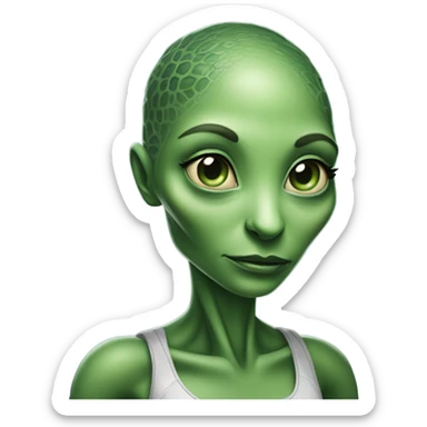 a Reptilian alien woman, full body, Pregnant sticker