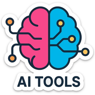 modern logo for an AI tools website, abstract brain or circuit motif, clean lines sticker