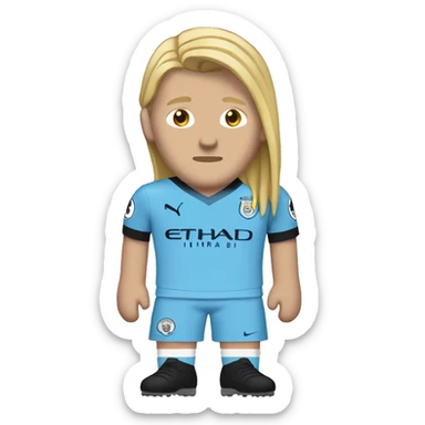 Erling Haaland full body with long hair in a Manchester city jersey sticker