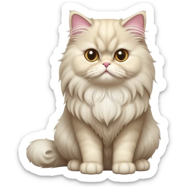 cinematic-[persian cat]-realistic-full-body-sitting-emoji,-tail-curled-playfully-around-its-paws,-head-tilted-dramatically,-fluffy-[persian cat]-fur,-simplified-yet-realistic-focused-features,-highly-detailed,-glowing-with-an-almost-sarcastic-glow sticker