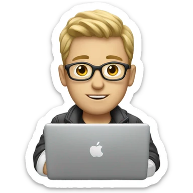 white boy music producer with macbook sticker