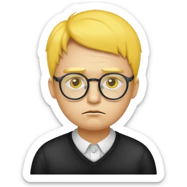 Una cara amarilla con lentes y que esté triste sticker