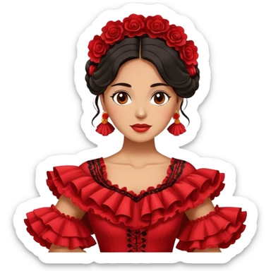 Spanish woman with dark hair wearing traditional flamenco dress sticker
