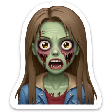 faça uma menina zumbi, ela tem cabelo marrom comprido e bem bem liso, ela nao tem franja. ela usa maquiagem com rimel e ta com a boca aberta. faca ela bem bonita igaul icon de tiktok sticker