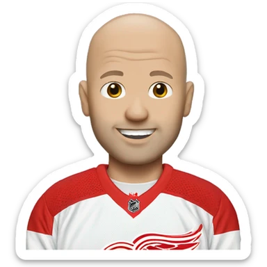 White bald man with Detroit red wings jersey  sticker