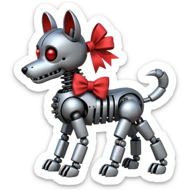 animatronic dog with red bow time like fnaf sticker