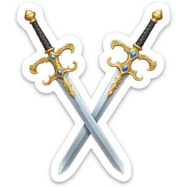 Two Golden royal swords with gold blades and gold handel sticker