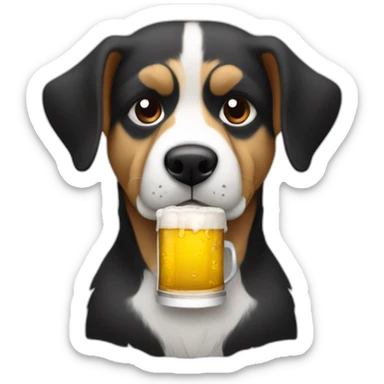 Perro pastor ovejero con tarro de cerveza sticker