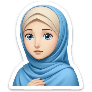 Turkish beautiful finish Konya girl blue eyes with moon hijab dress and watching the moonlight sky on the ground  sticker