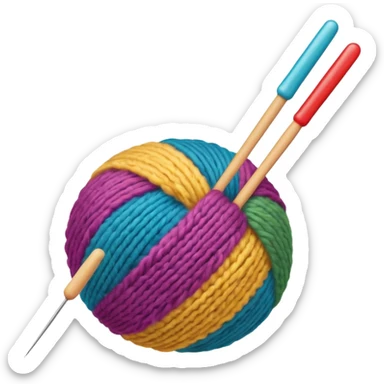 a ball of wool with a knitting needle sticker