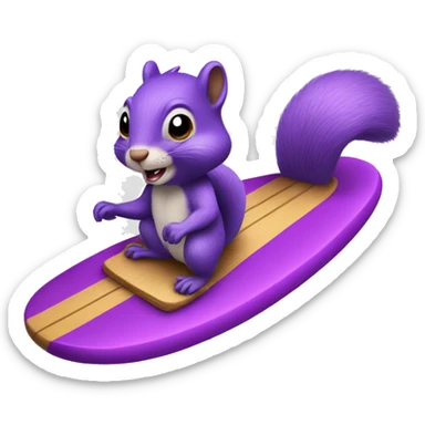 Purple squirrel riding a surdboard sticker