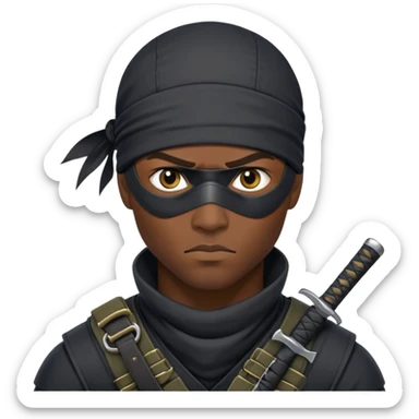 african-american ninja mercenary with eye-patch sticker
