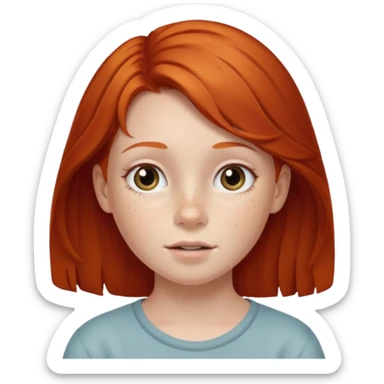 redhead kid with unique face features  sticker