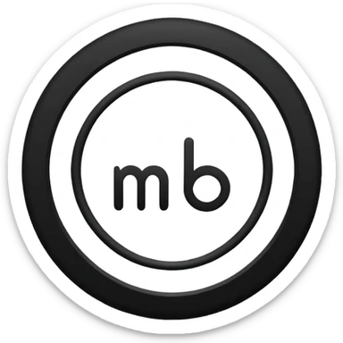 Black circle with “MB” written on in the middle of it. Nothing else no holes or anything. sticker