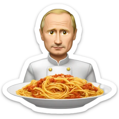 putin as spaghetti bolognese sticker